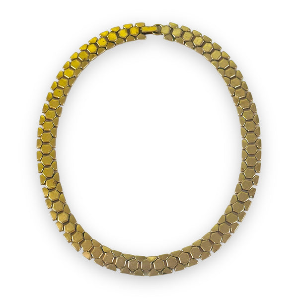 Vintage 1940’s REINAD Honeycomb Tessellated Gold Plated Necklace Choker