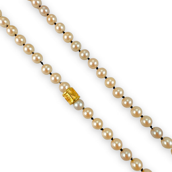 Vintage Simulated Pearls with 14K Gold Spacer Opera Necklace