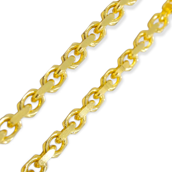 14K Yellow Gold Trendy Anchor Chain Link Necklace