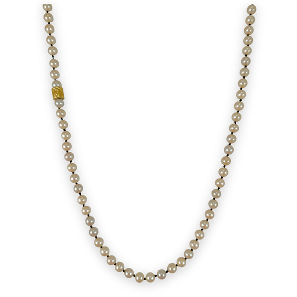 Vintage Simulated Pearls with 14K Gold Spacer Opera Necklace