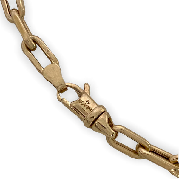 14K Yellow Gold Trendy Elongated Oval Anchor Chain Link Bracelet