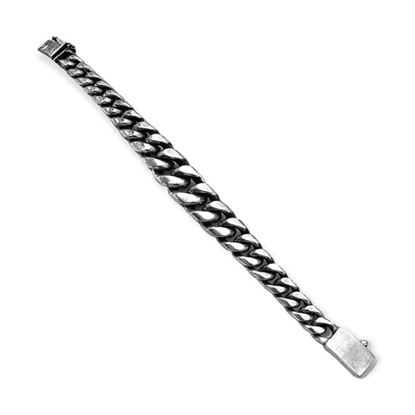925 Sterling Silver Graduated Heavy Cuban Curb Link Bracelet 9.5”