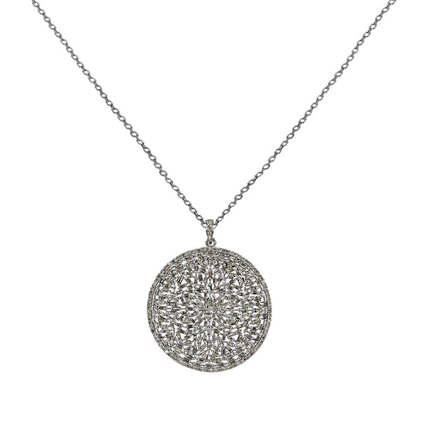 4.69ct Diamonds in 925 Sterling Silver Round Medallion Pendant Necklace
