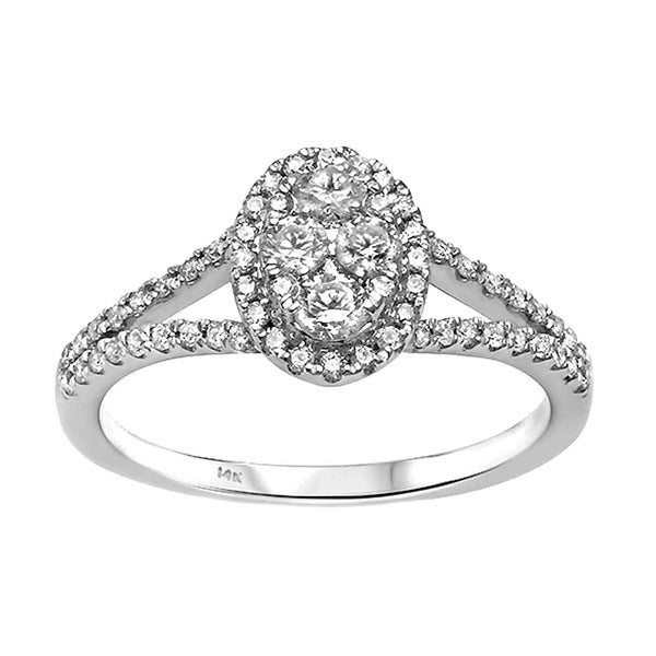 0.62ct Diamonds in 14K White Gold Oval Halo Engagement Ring