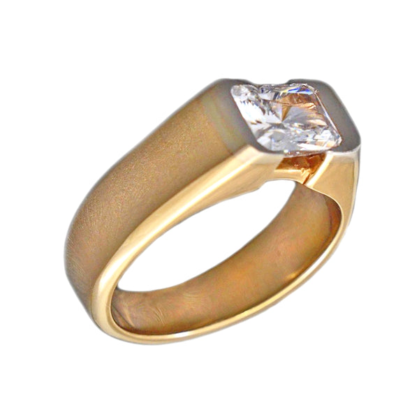2.00ct Lab Grown Diamond Radiant Cut Diamond in 2Tone 14K Yellow Gold Men's  Wedding Ring