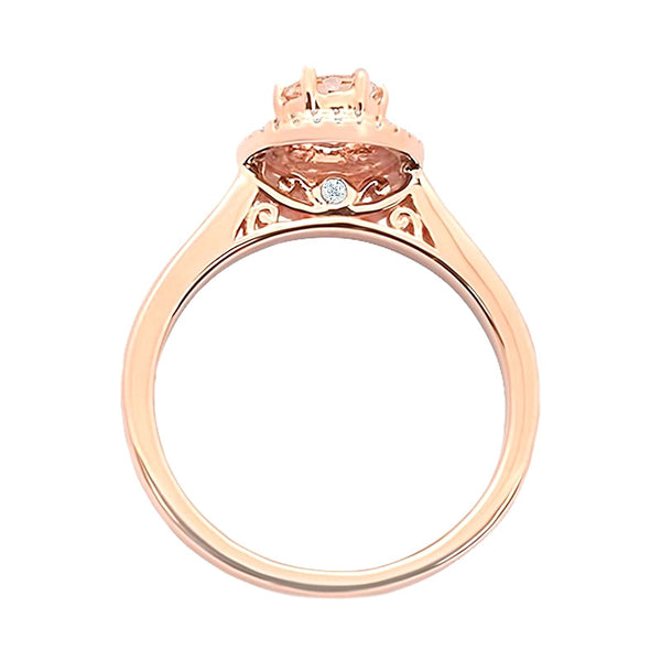 0.51tcw Round Morganite & Diamond in 14K Rose Gold Double Halo Ring