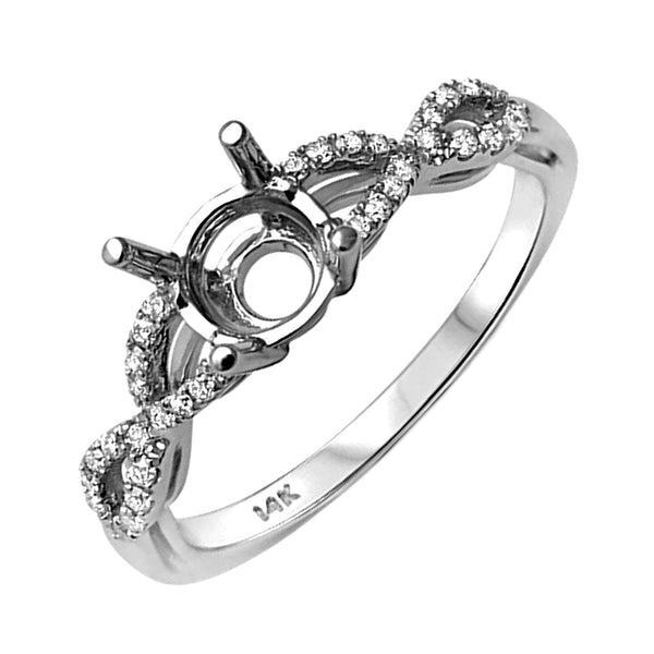 0.19ct Side Diamonds 14K White Gold Infinity Semi Mount Ring