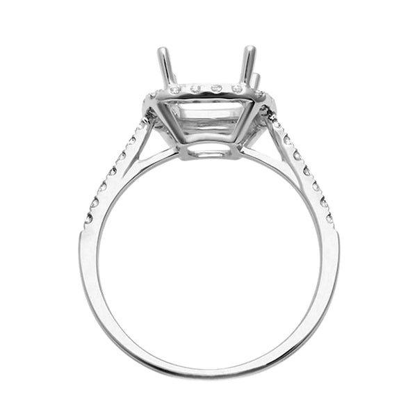 0.34ct Side Diamond 14K White Gold Cushion Semi Mount Engagement Ring