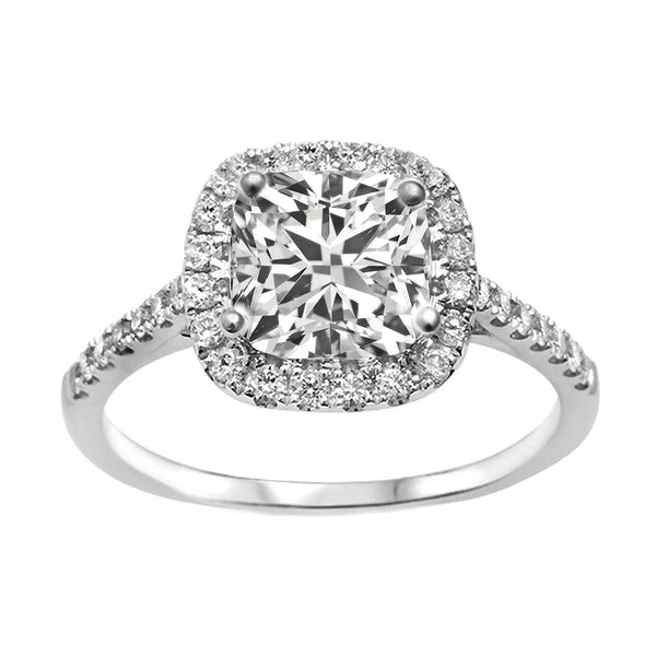 0.34ct Side Diamond 14K White Gold Cushion Semi Mount Engagement Ring