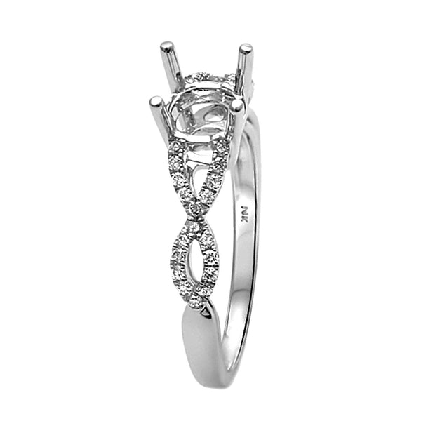 0.19ct Side Diamonds 14K White Gold Infinity Semi Mount Ring