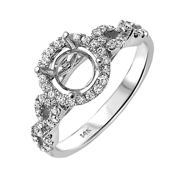 0.42ct Side Diamond 14K White Gold Semi Mount Engagement Ring