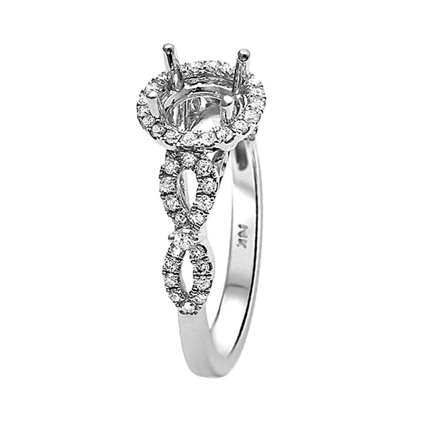 0.42ct Side Diamond 14K White Gold Semi Mount Engagement Ring