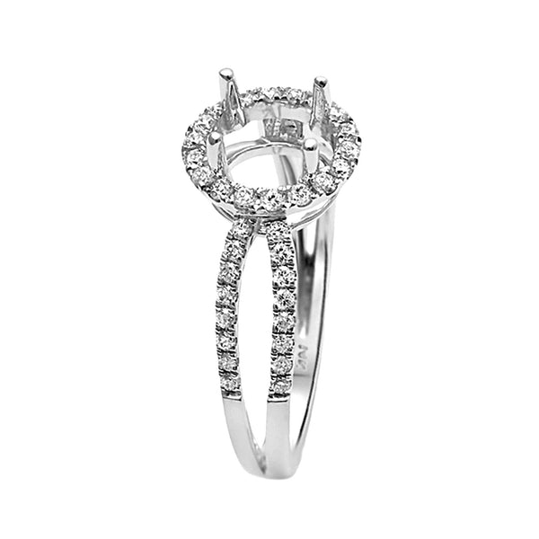 0.37ct Side Diamonds 14K White Gold Semi Mount Engagement Ring