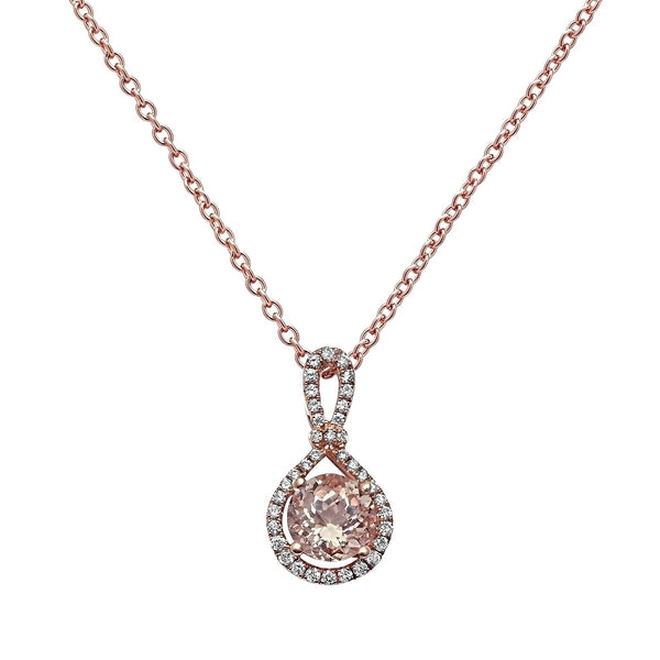 1.46tcw Cushion Morganite & Diamond in 14K Rose Gold Pendant Necklace