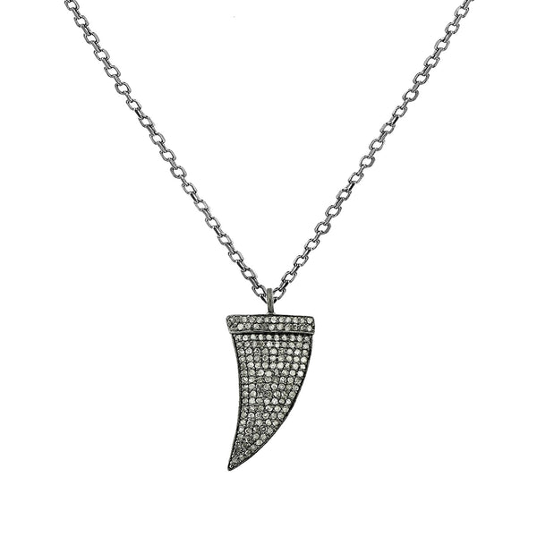 1.27ct Pavé Round Diamonds in 925 Silver Dagger Charm Necklace 20"
