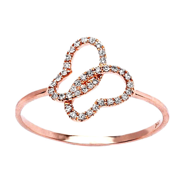 0.14ct Pavé Round Diamonds in 14K Rose Gold Butterfly Ring