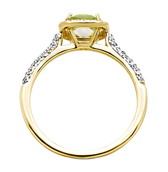 1.01tcw Cushion Green Amethyst & Diamond in 14K Yellow Gold Halo Ring