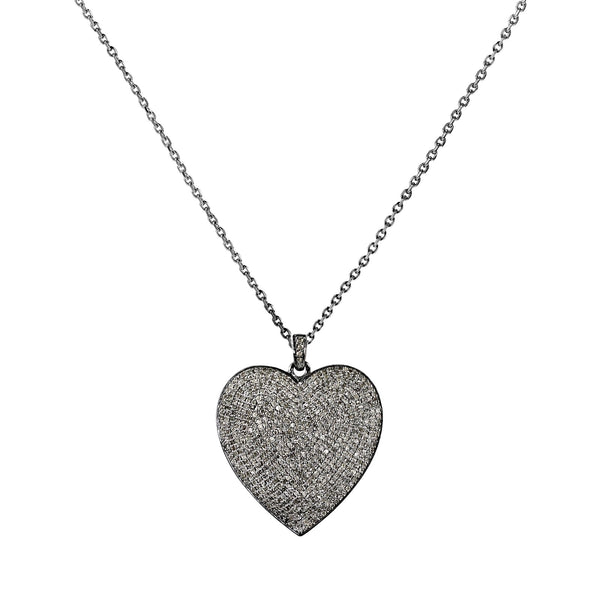 3.70ct Micro Pavé Diamonds in 925 Sterling Silver Heart Pendant Necklace
